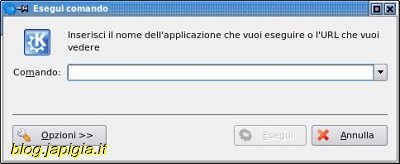 finestra esegui di linux