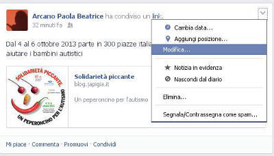modifica post in facebook