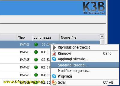 suddivisione tracce audio